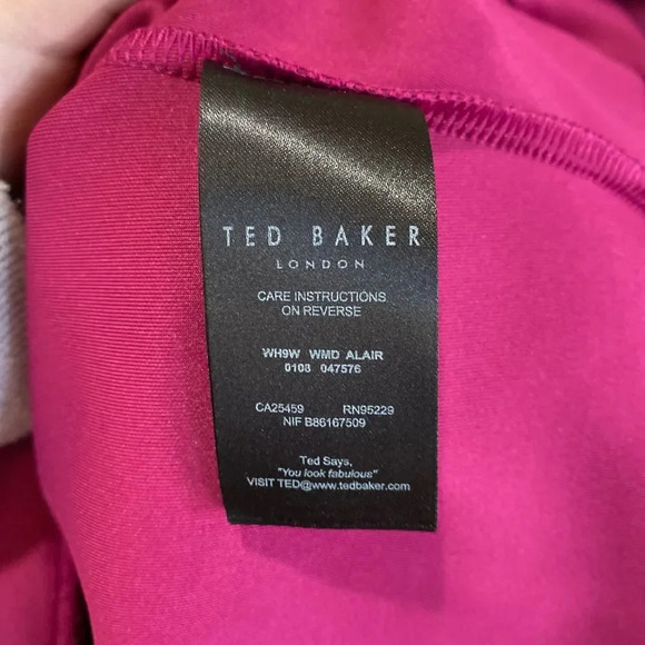 NWT TED BAKER Alair Ruffle Peplum Bodycon Dress Hot Pink Size 3 US Size 8 - Picture 8 of 10